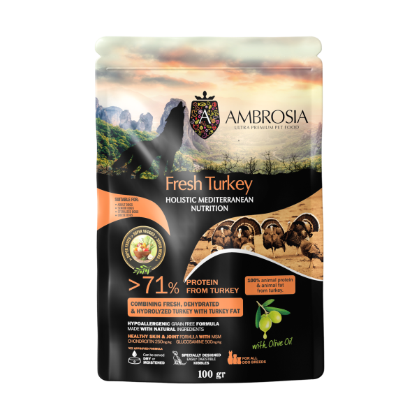 安柏希雅單一蛋白鮮肉低敏犬糧-火雞肉 - 100G