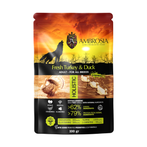 安柏希雅無殼鮮肉成犬糧-火雞肉+鴨肉 - 100G