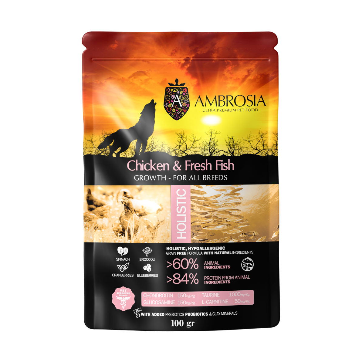 安柏希雅無殼鮮肉幼母犬糧-雞肉+鮮魚 - 100G