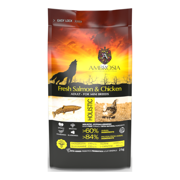 安柏希雅無殼鮮肉小型犬糧-鮭魚+雞肉 - 2KG
