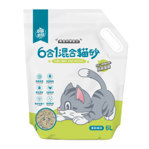 幸福時刻 便提/可沖馬桶 - 6合1混合貓砂 - 清新緣茶 - 6L